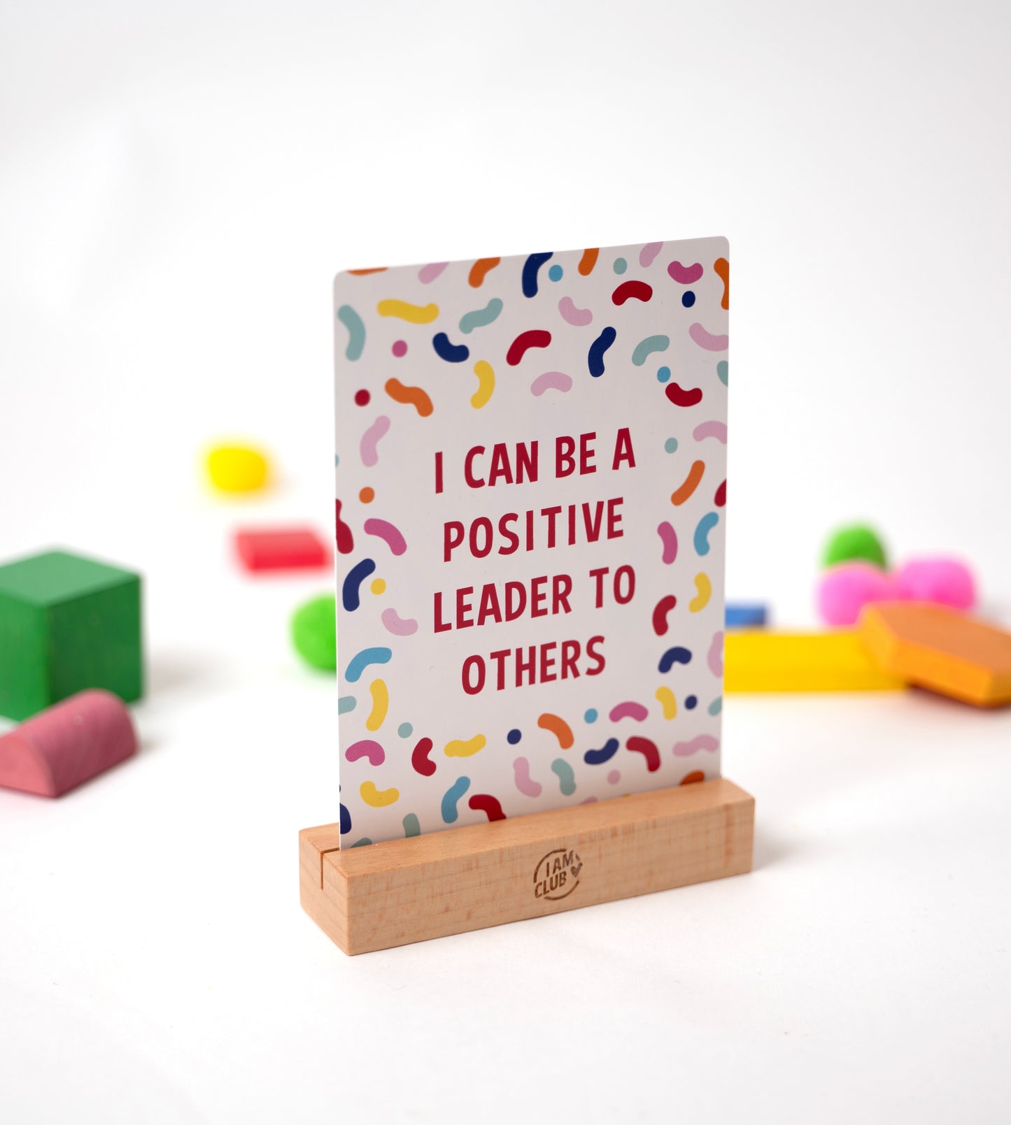 i can be a positive leader to others affirmation in a wooden stand
