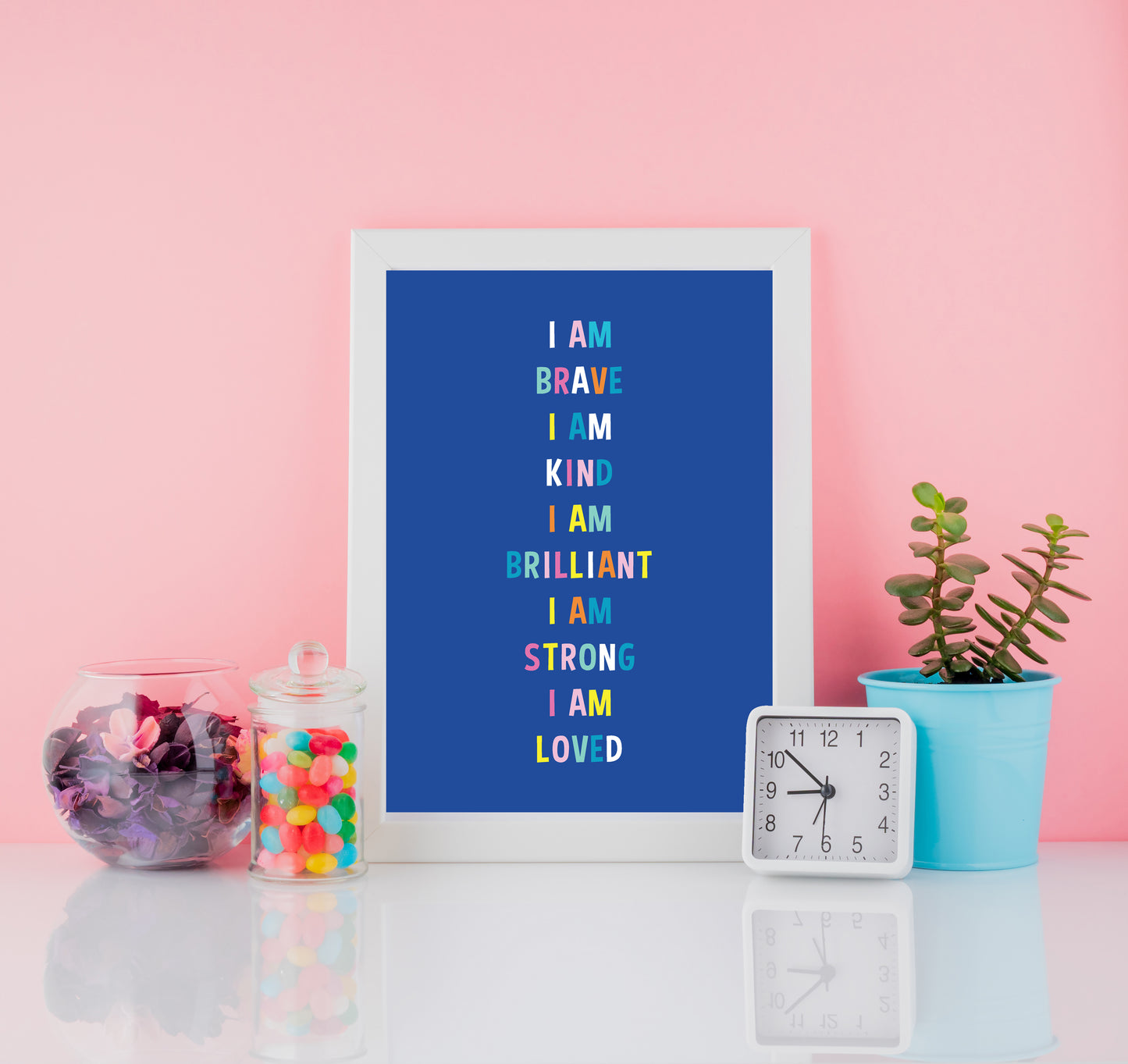 mock up of the lue i am club affirtion poster