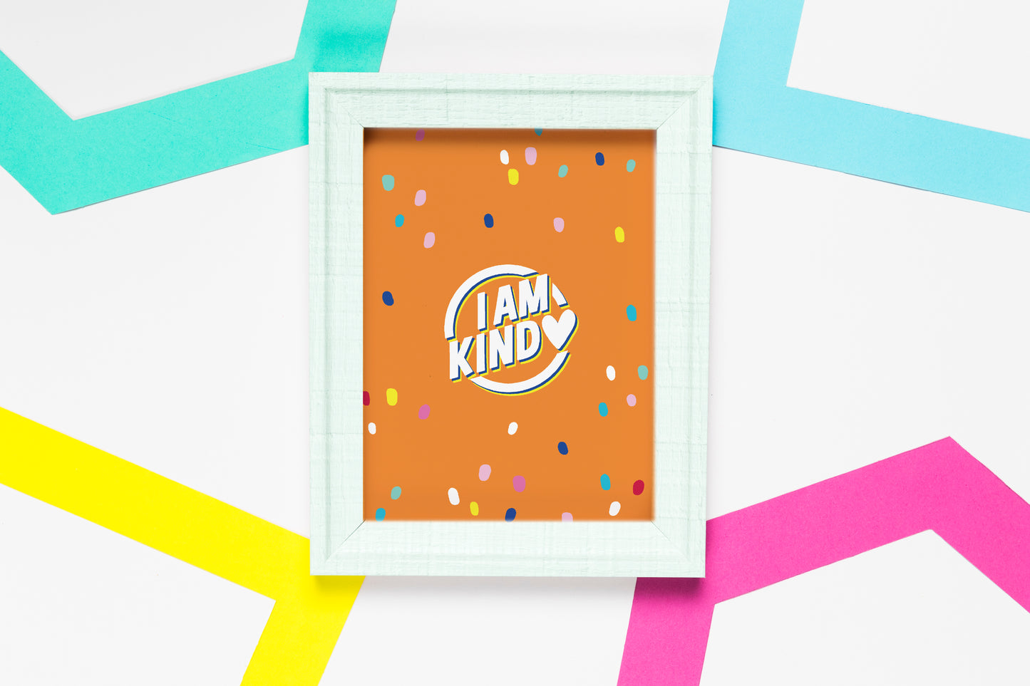 i am kind orange mockup poster with white frame