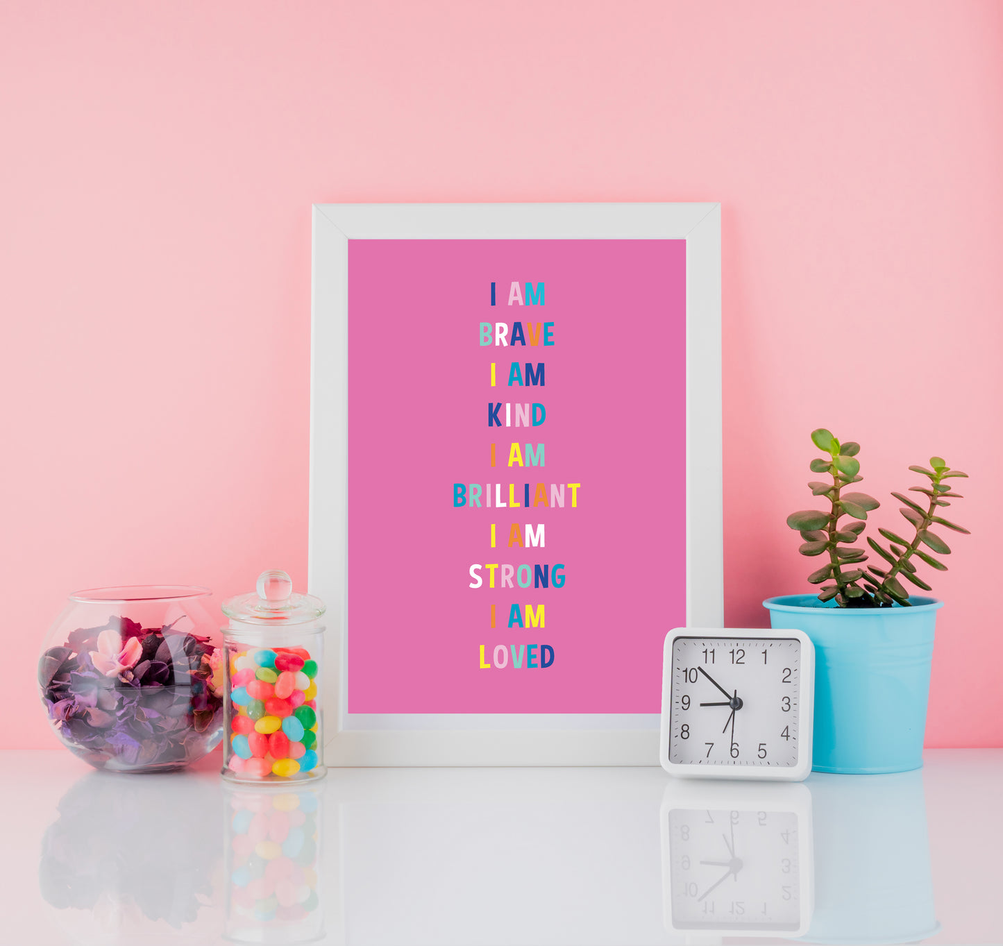 mock up of the pink affirmation poster