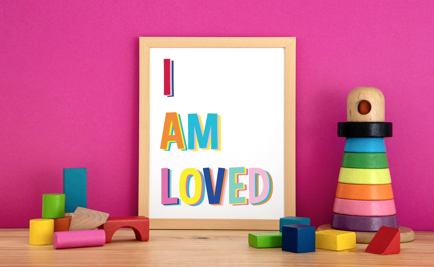 I Am Loved Children’s Affirmation Poster – Colourful Positive Wall Art for Kids’ Rooms