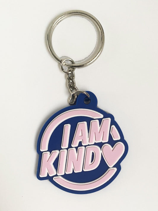 blue and pink i am kind affirmation keyring