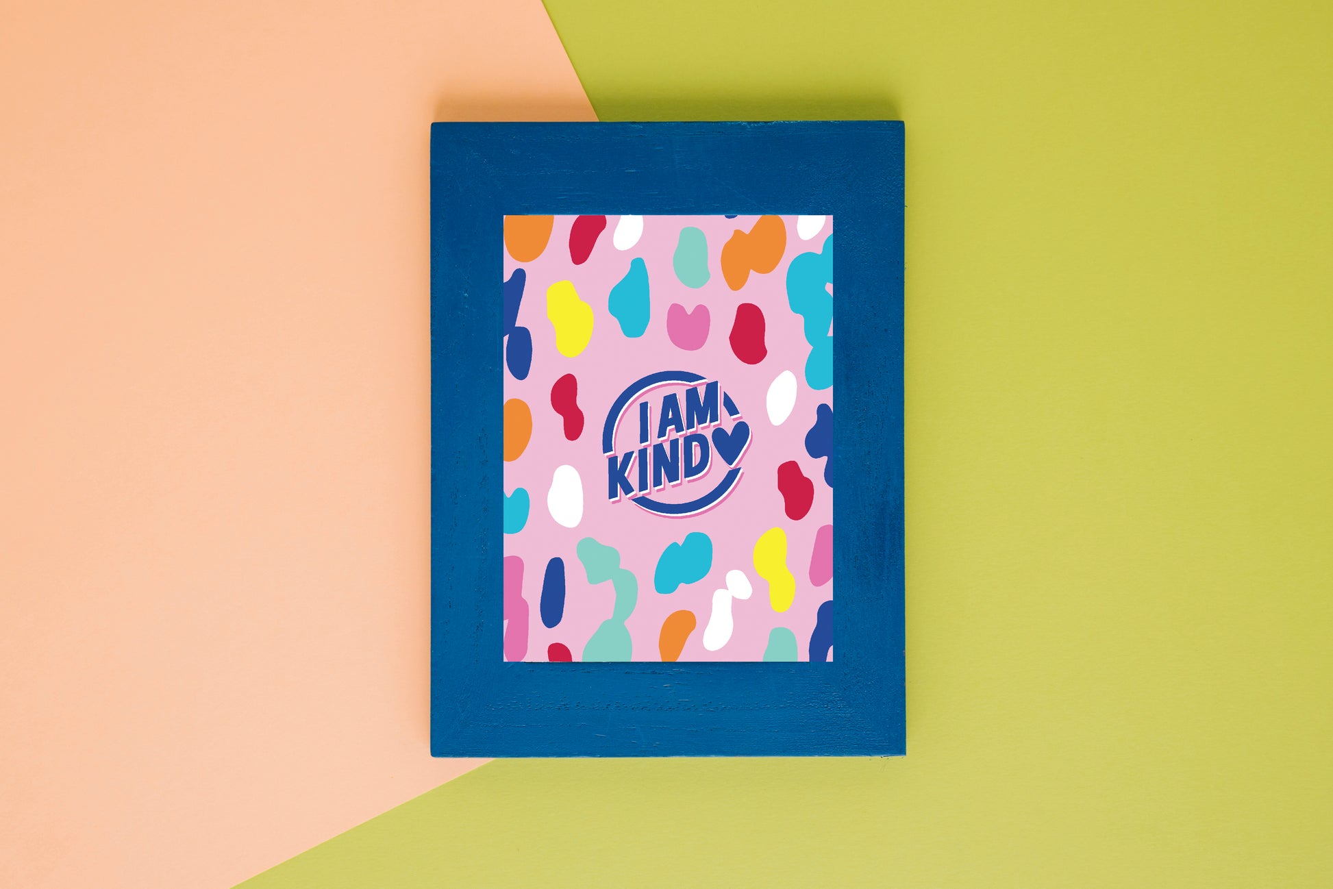 i am kind poster in pink with a bold pattern