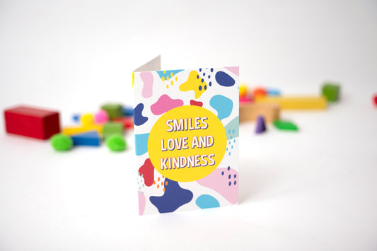 smiles love and kindness colourful greetings cards