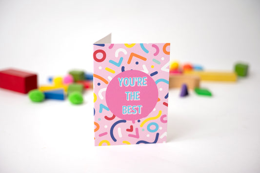 you're the best pink greetings card