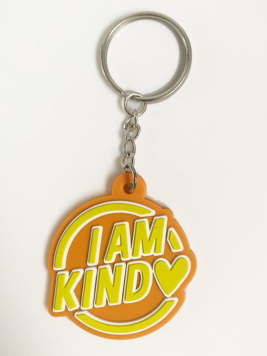 orange and yellow i am kind affirmation keyring