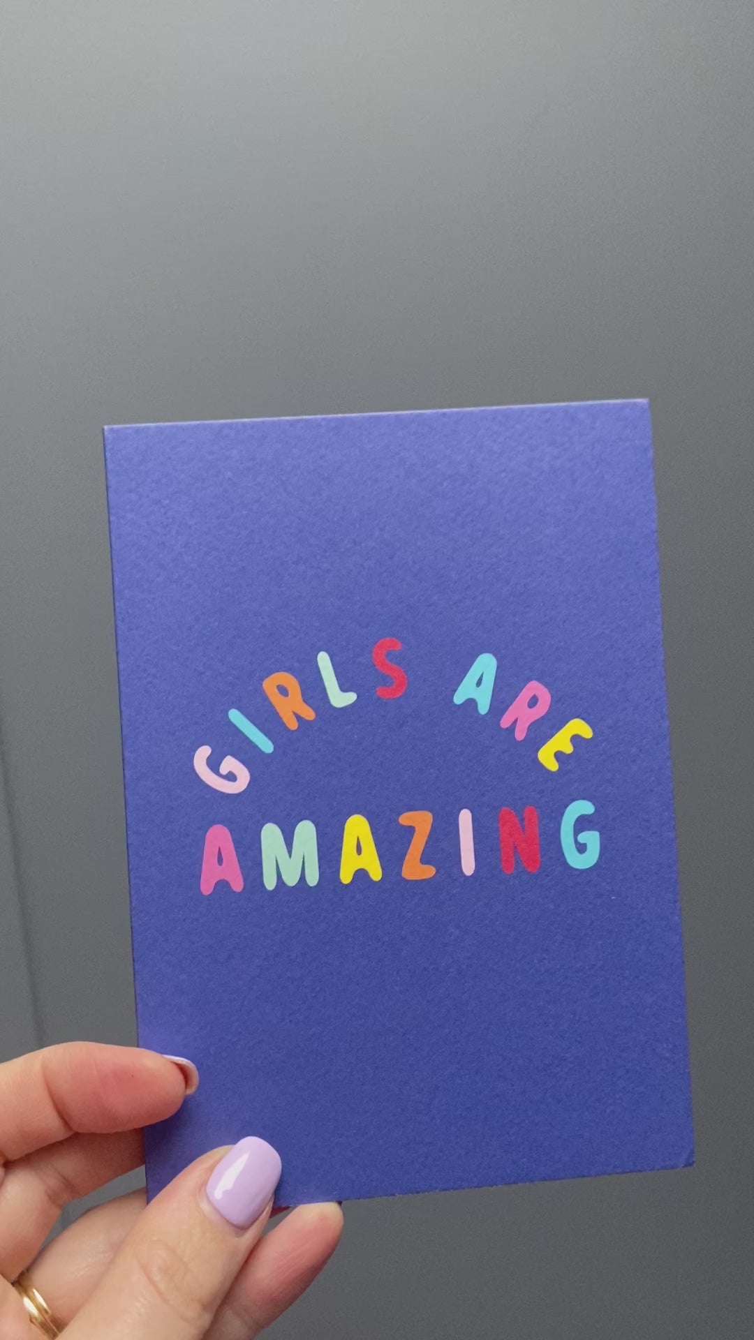 video of blues girls are amazing card being show to the camera