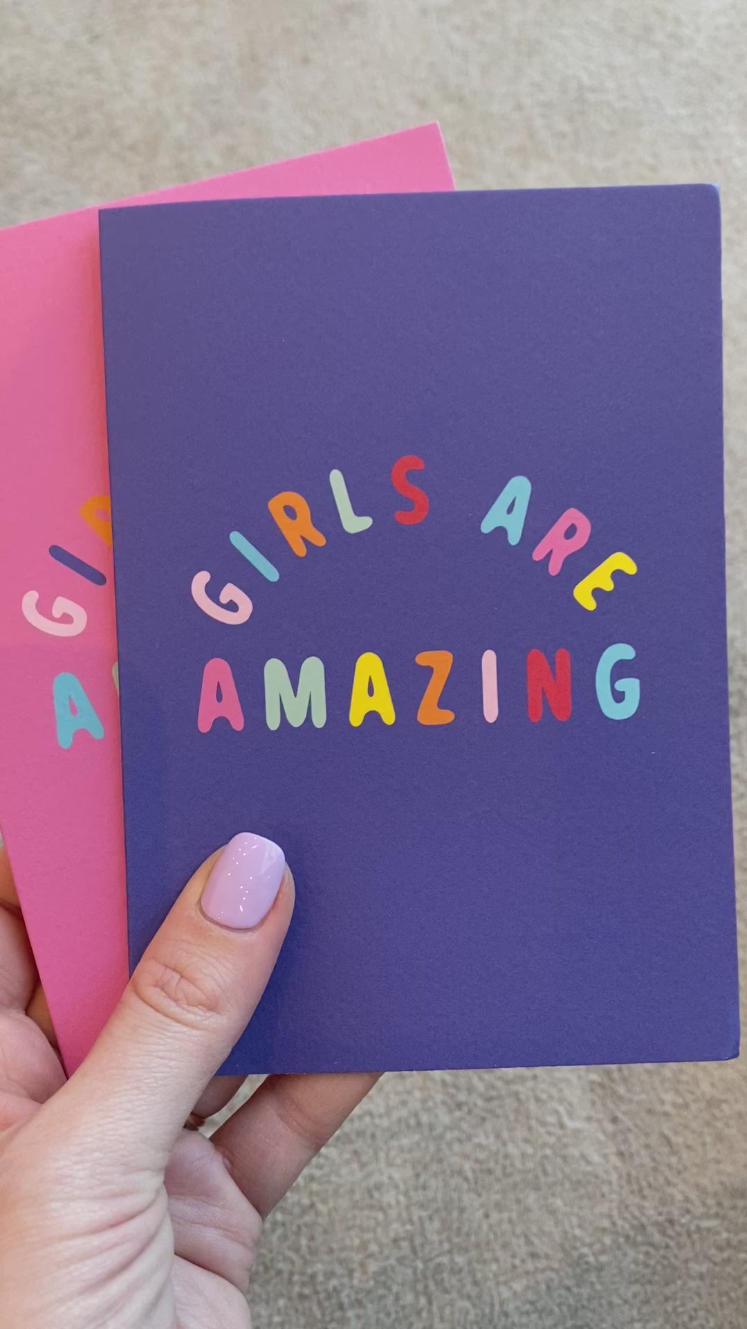 video of blue and pink girls are amazing greetings card.