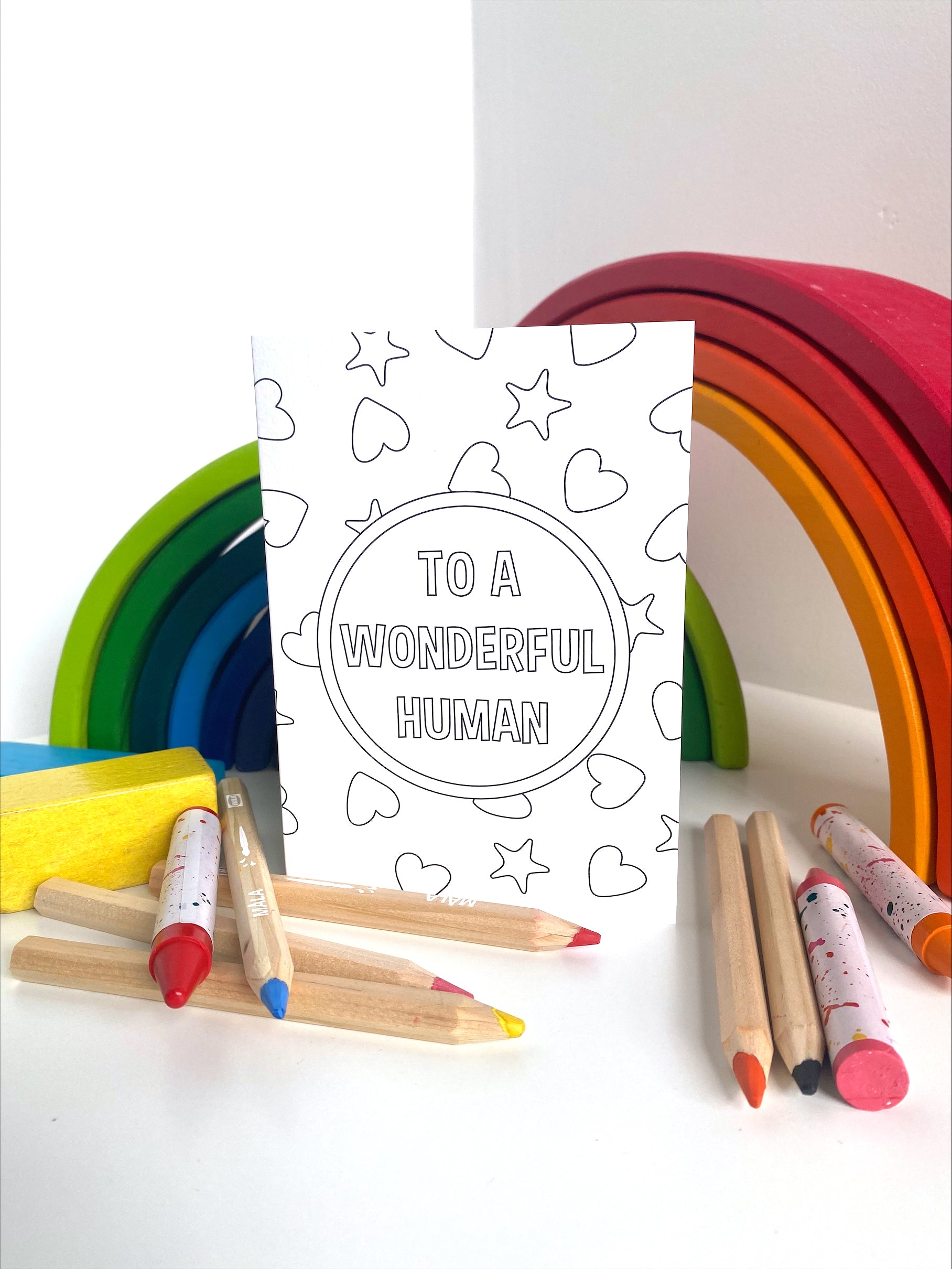 colour me in to a wonderful human card 